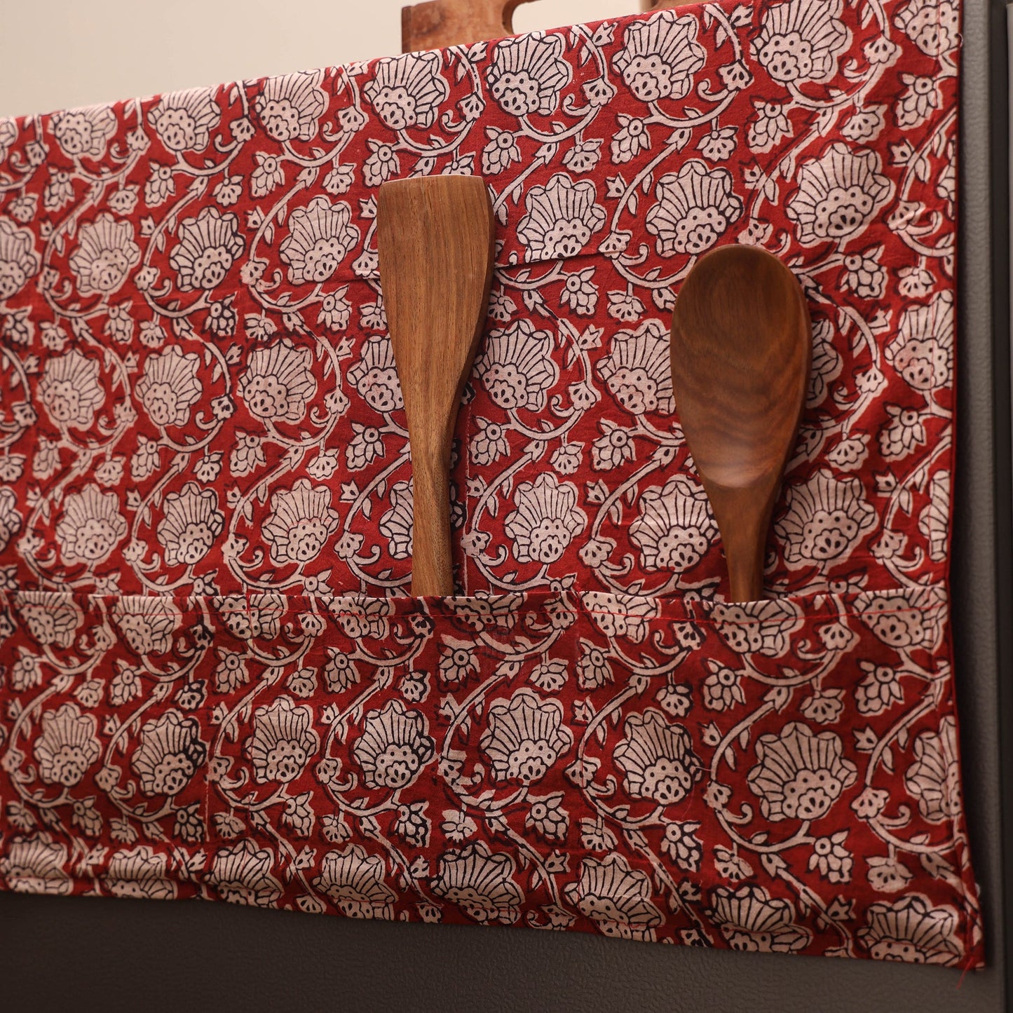 Handmade fridge top cover with multiple pockets 03