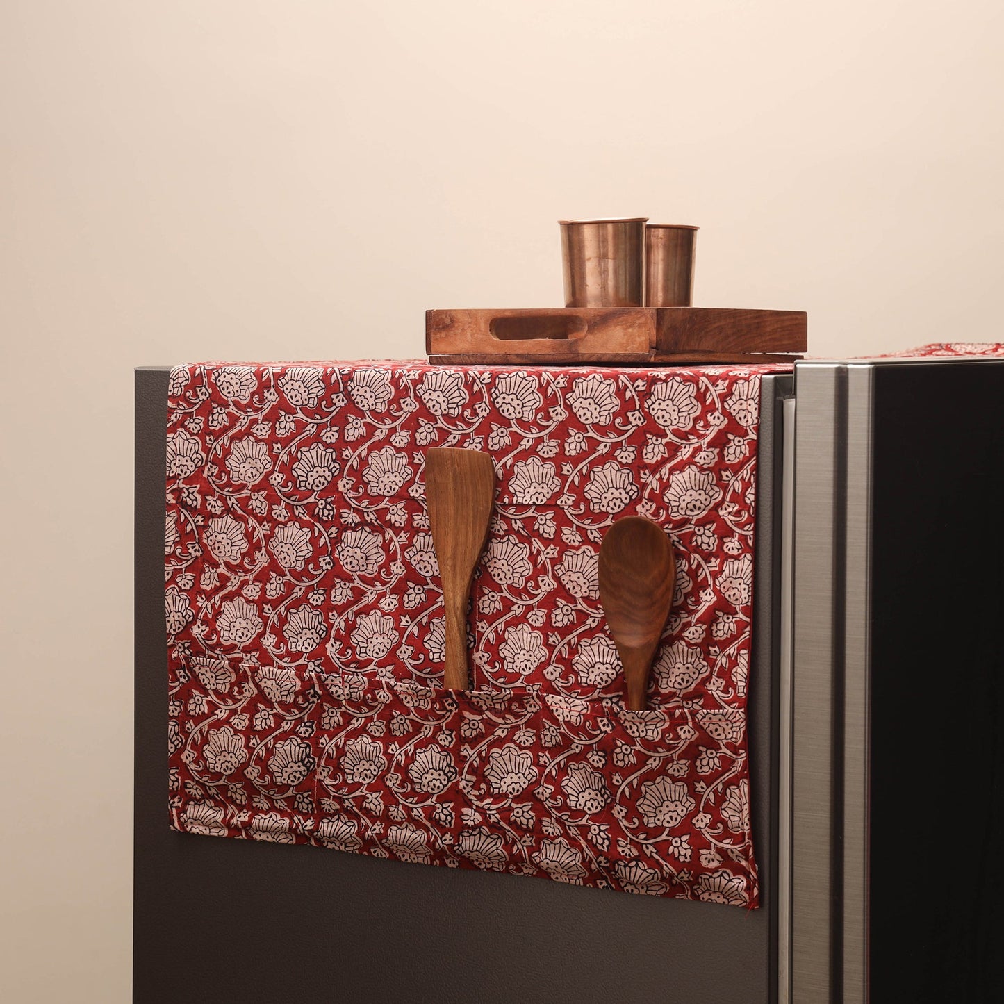 Handmade fridge top cover with multiple pockets 03