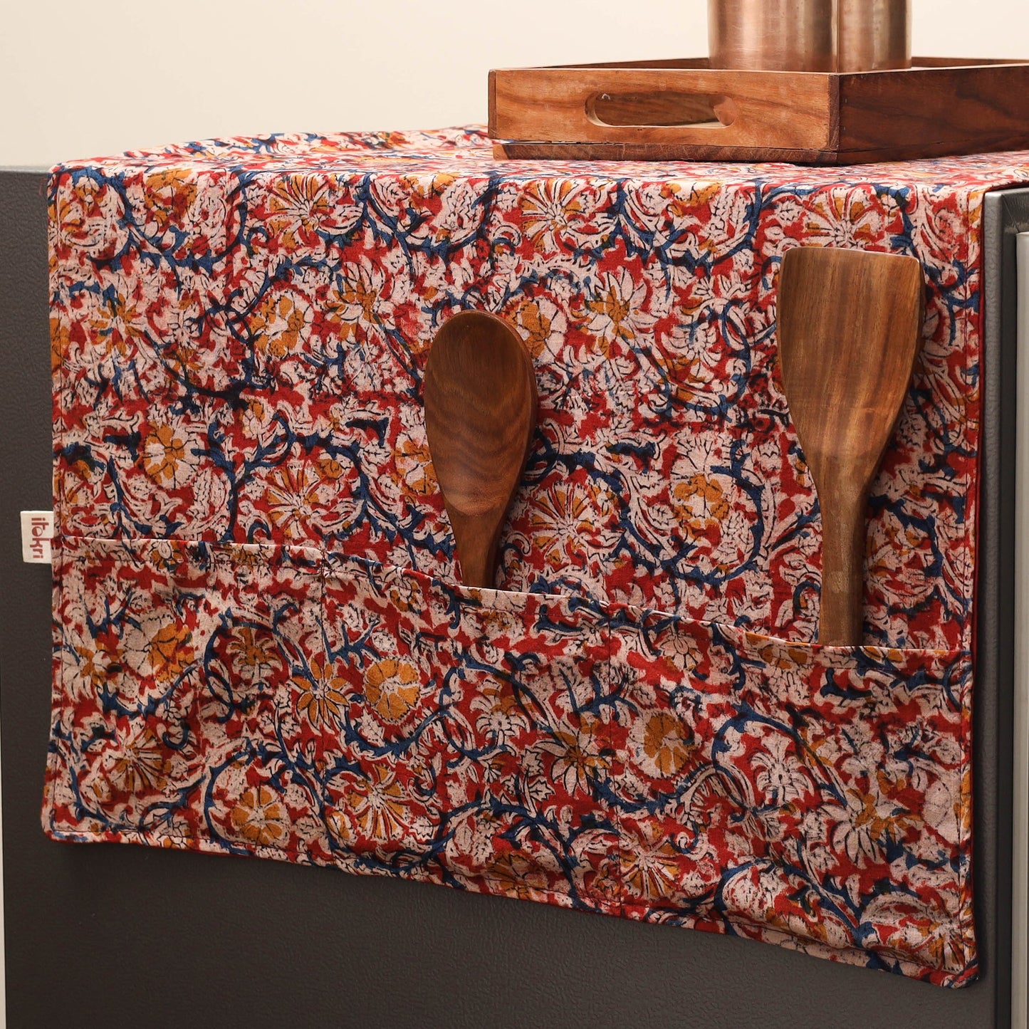 Handmade fridge top cover with multiple pockets 03