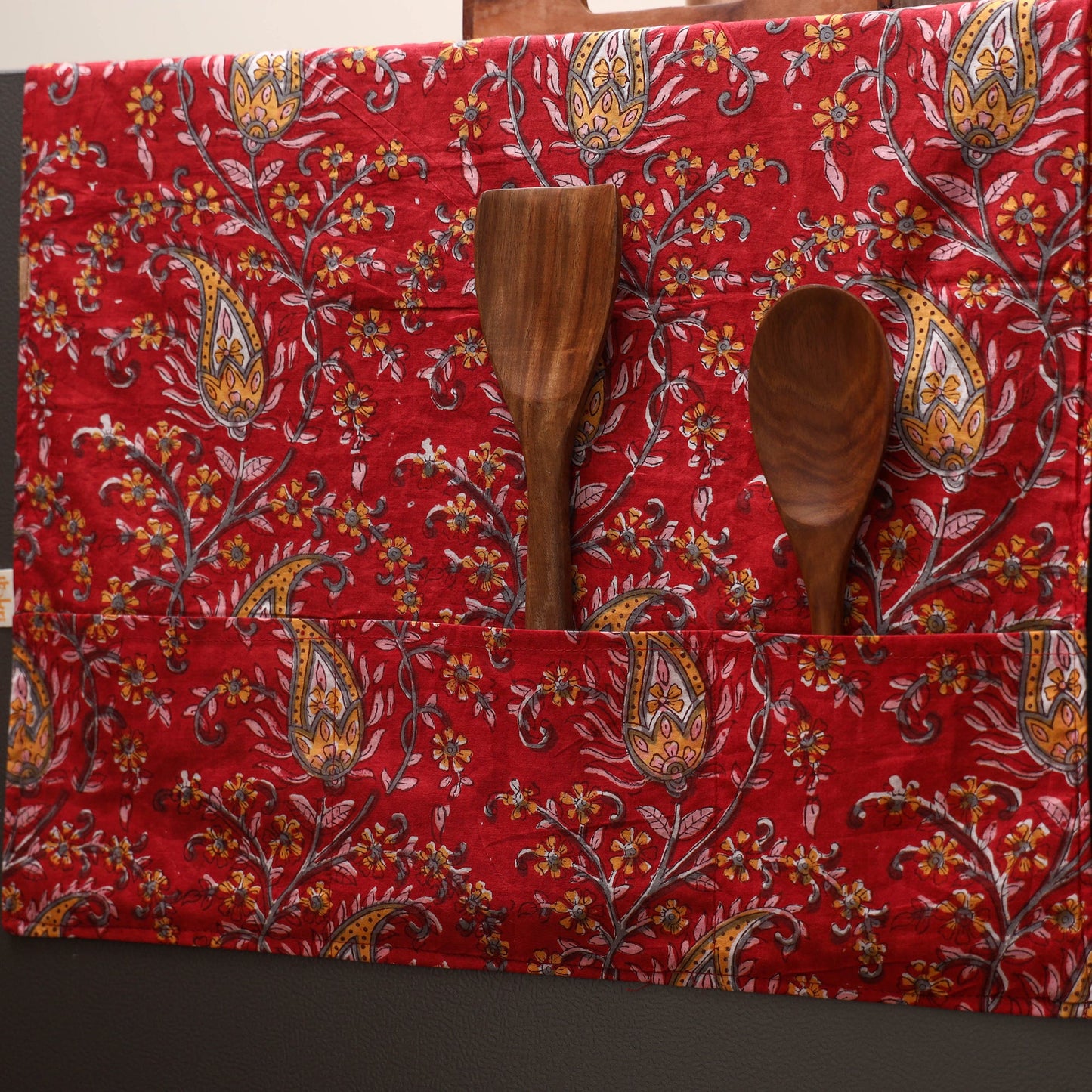 Handmade fridge top cover with multiple pockets 04