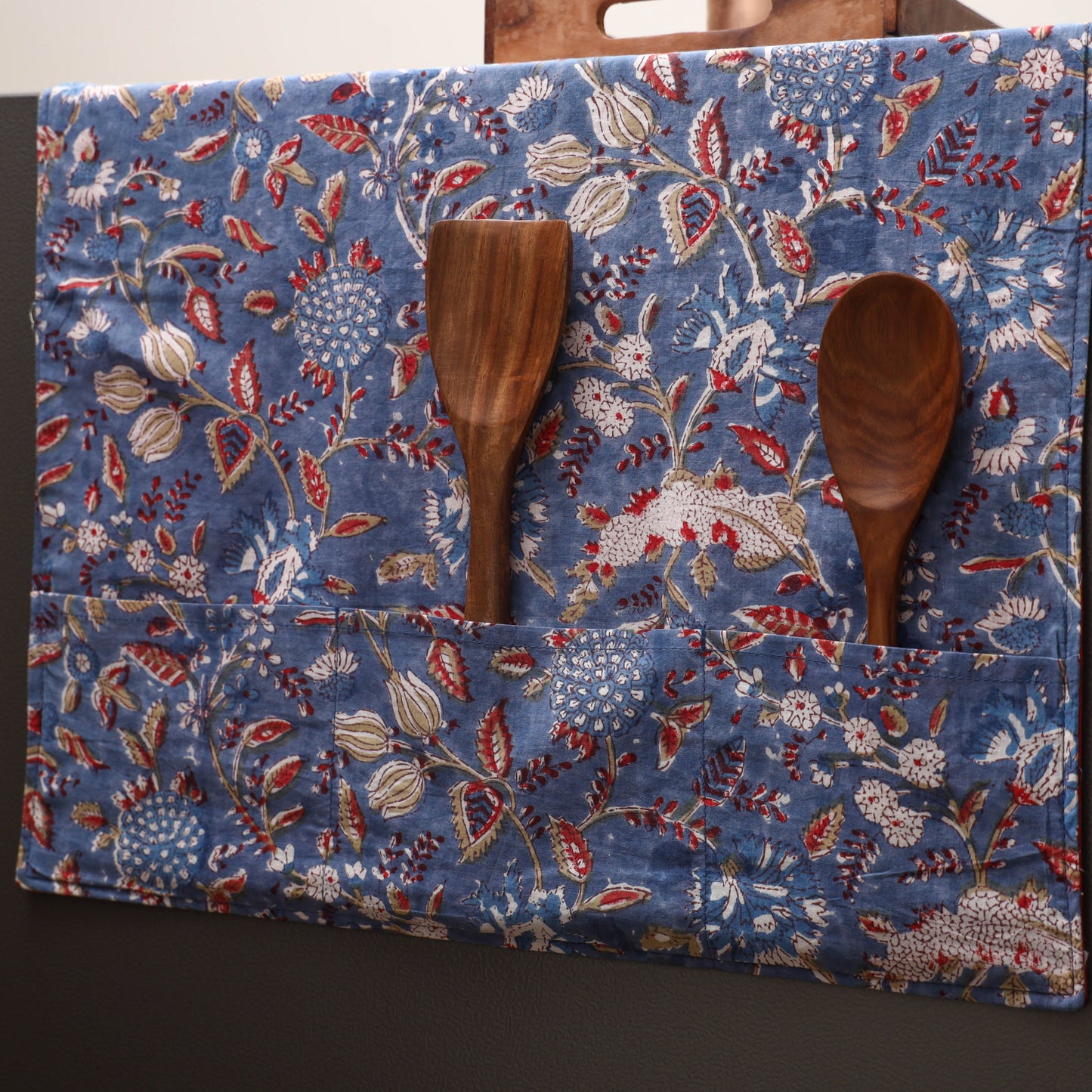 Handmade fridge top cover with multiple pockets 06