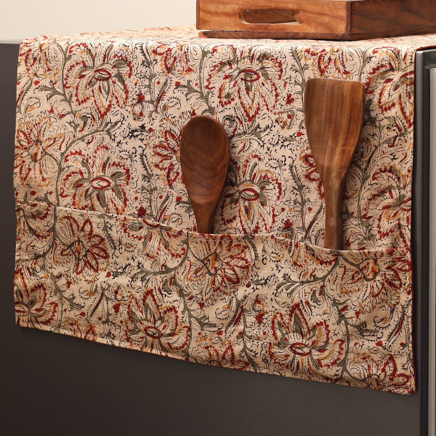 Handmade fridge top cover with multiple pockets 06