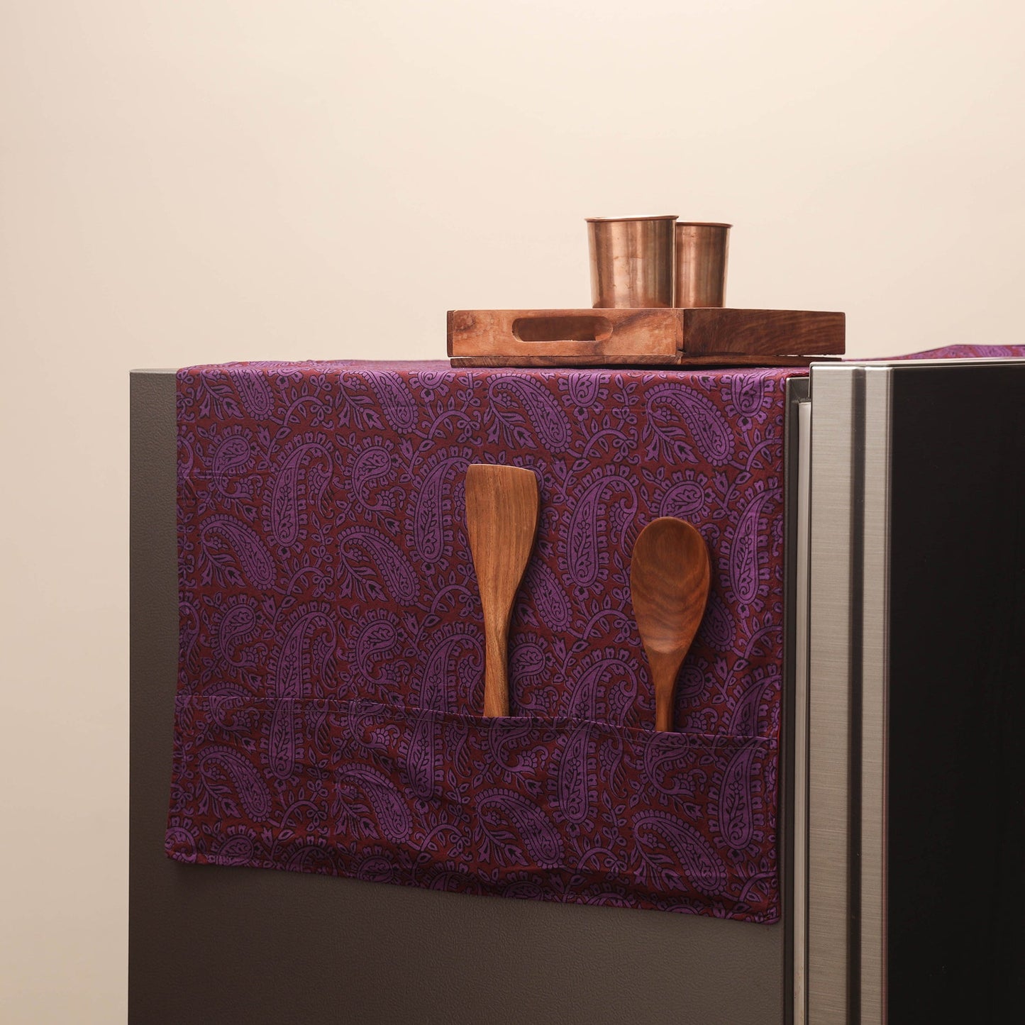 Handmade fridge top cover with multiple pockets 07