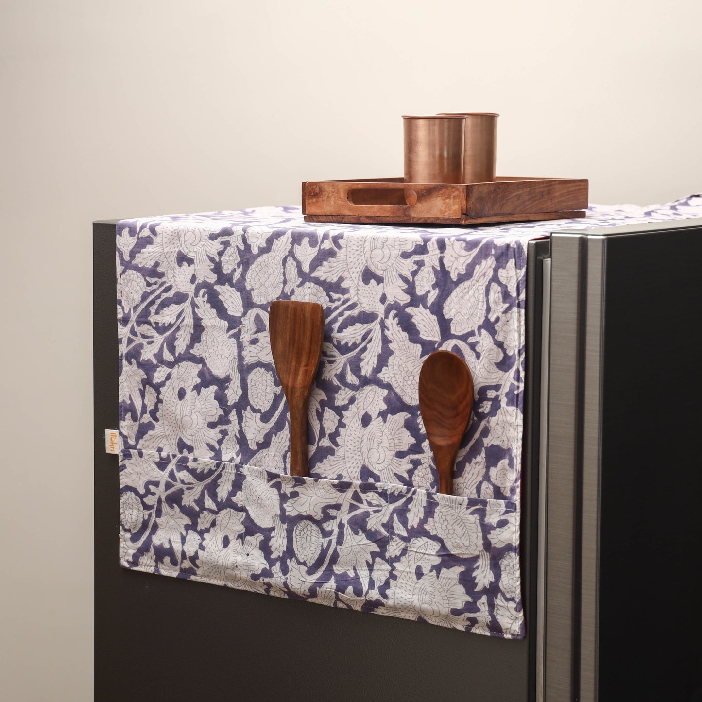 Handmade fridge top cover with multiple pockets 07