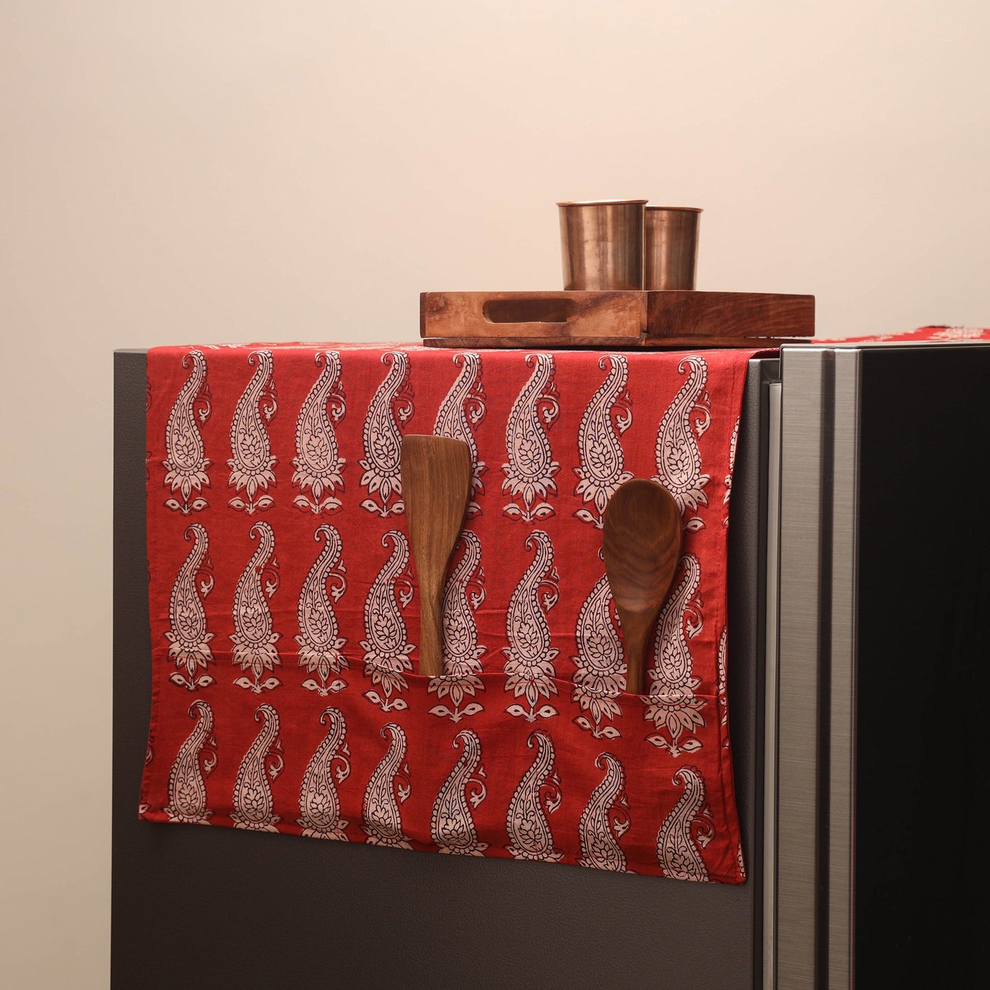 Handmade fridge top cover with multiple pockets 08