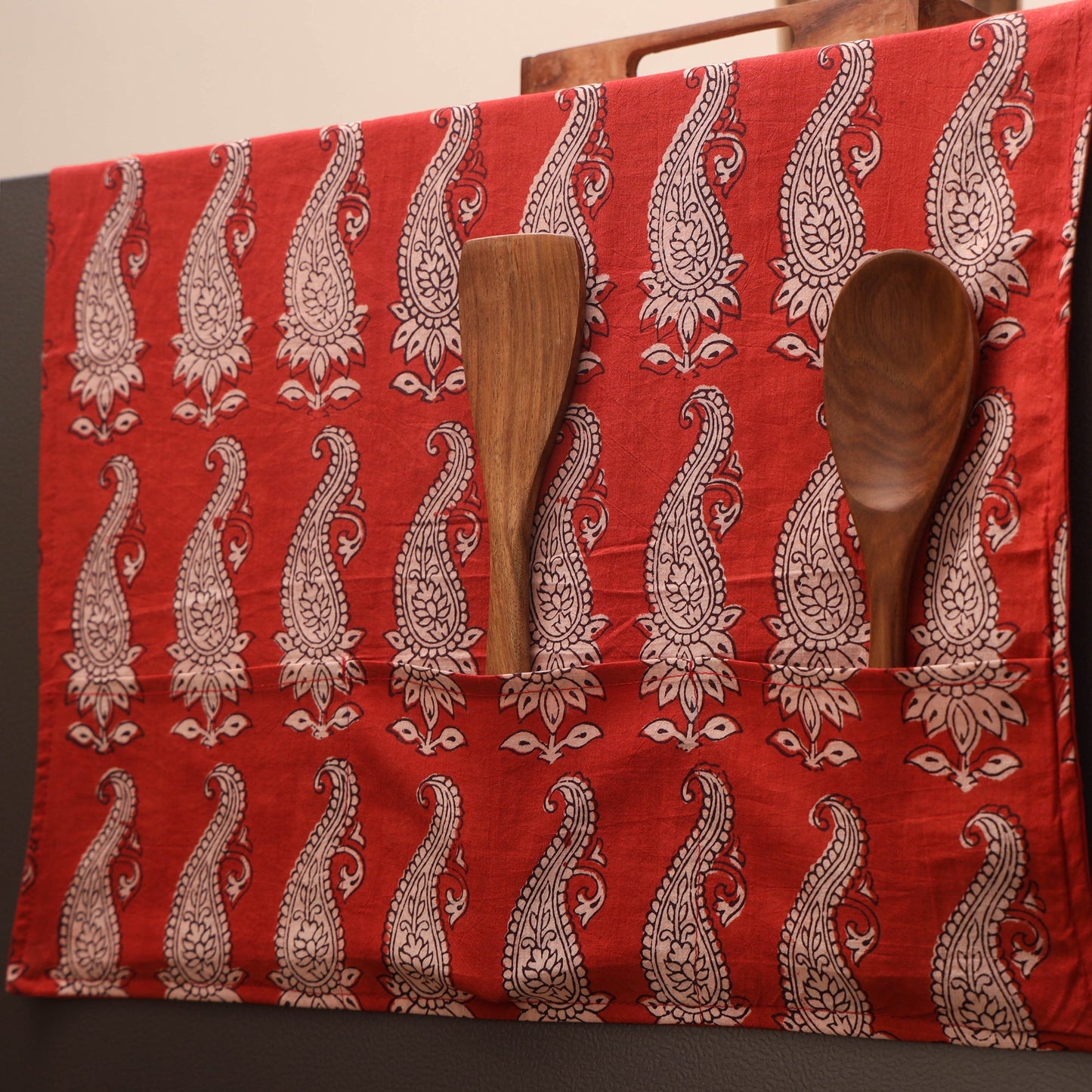 Handmade fridge top cover with multiple pockets 08