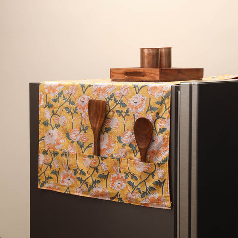 Handmade fridge top cover with multiple pockets 08