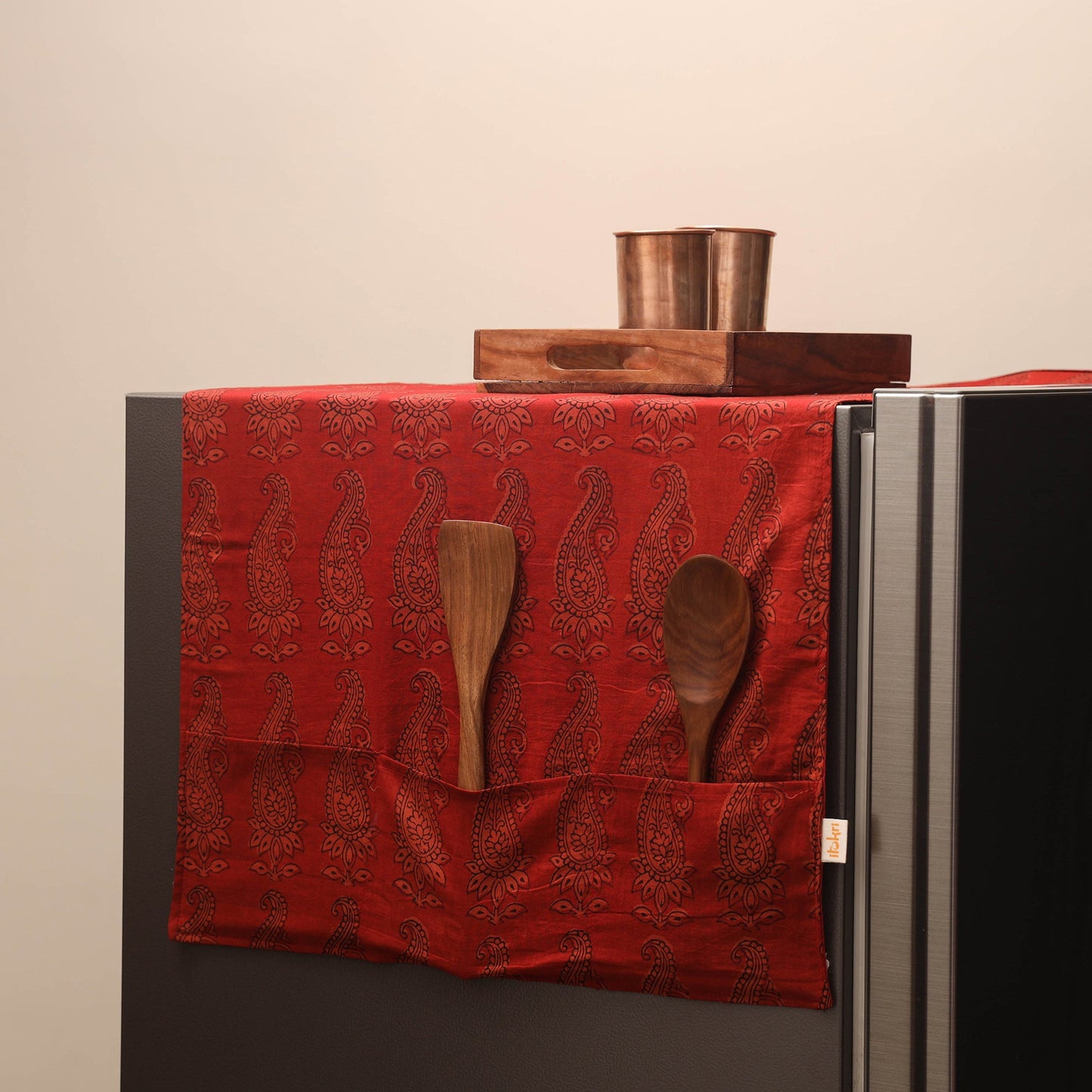 Handmade fridge top cover with multiple pockets 09