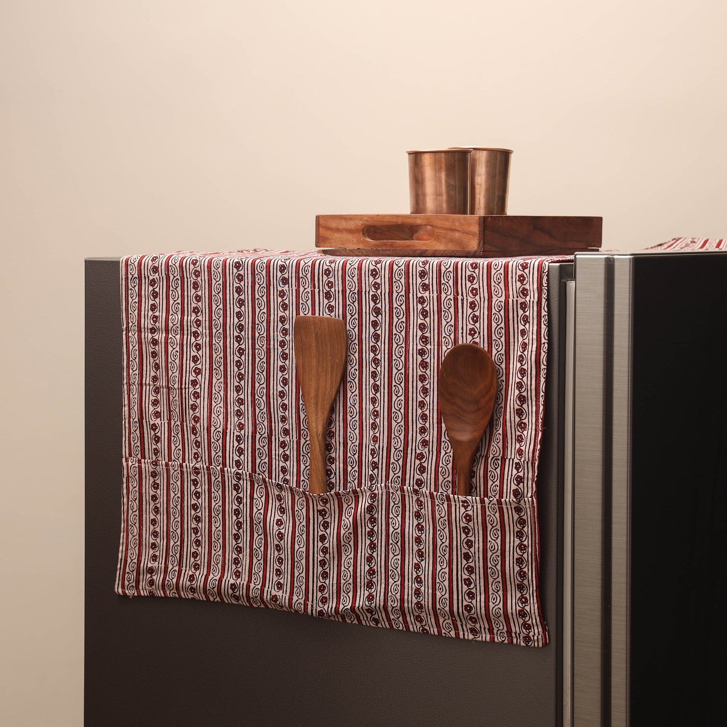 Handmade fridge top cover with multiple pockets 10