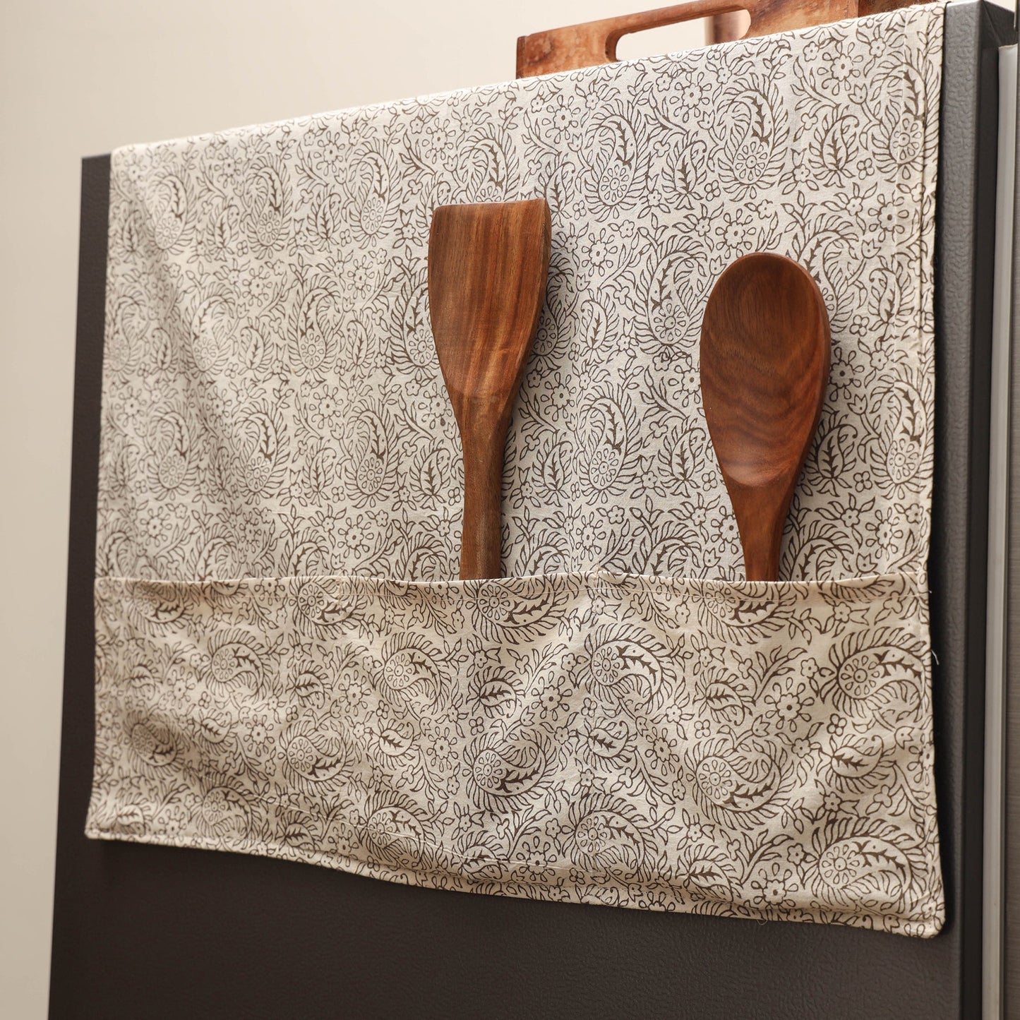 Handmade fridge top cover with multiple pockets 11