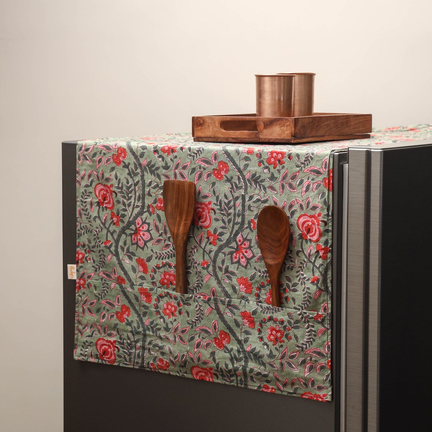 Handmade fridge top cover with multiple pockets 11