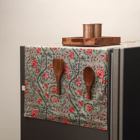 Handmade fridge top cover with multiple pockets 11
