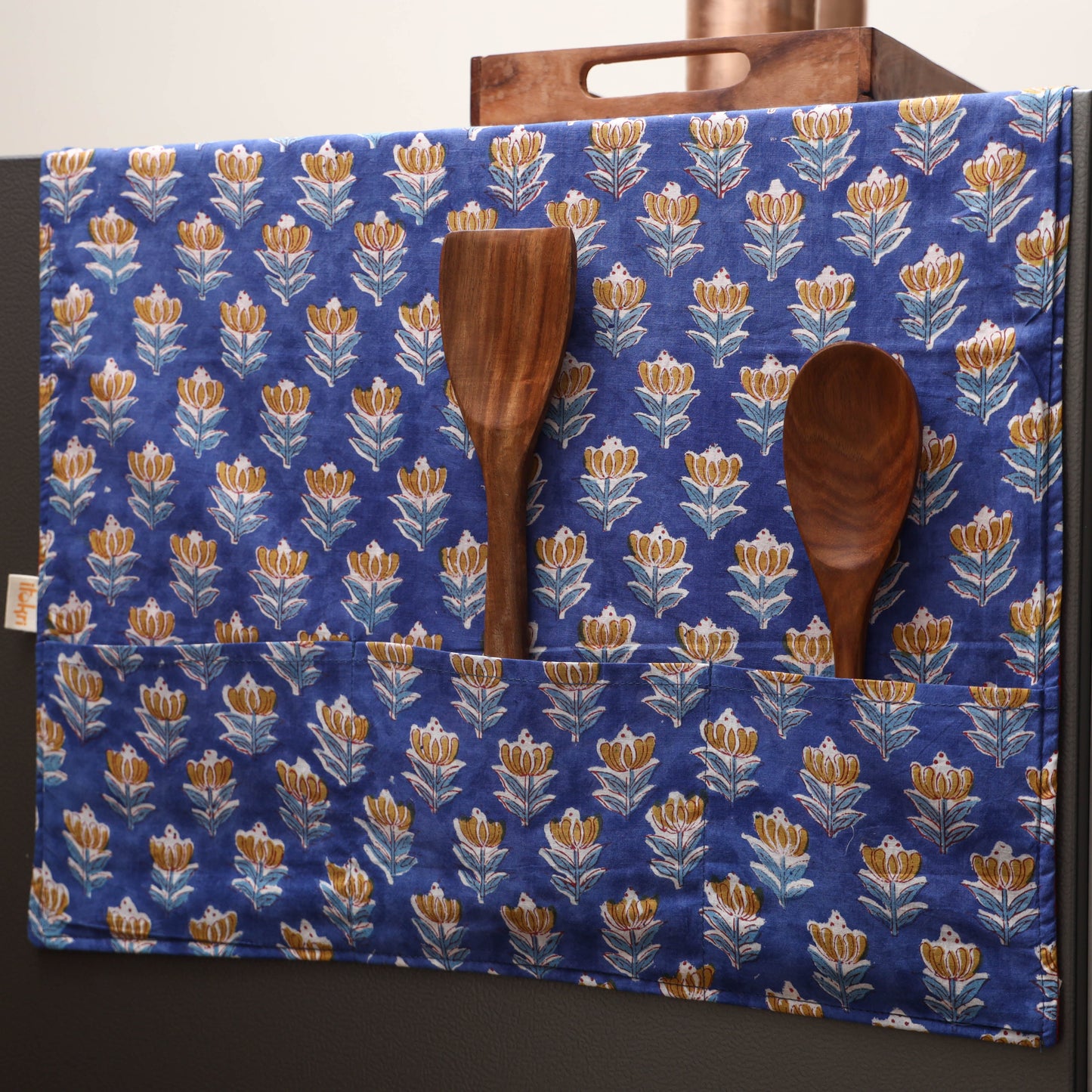 Handmade fridge top cover with multiple pockets 12