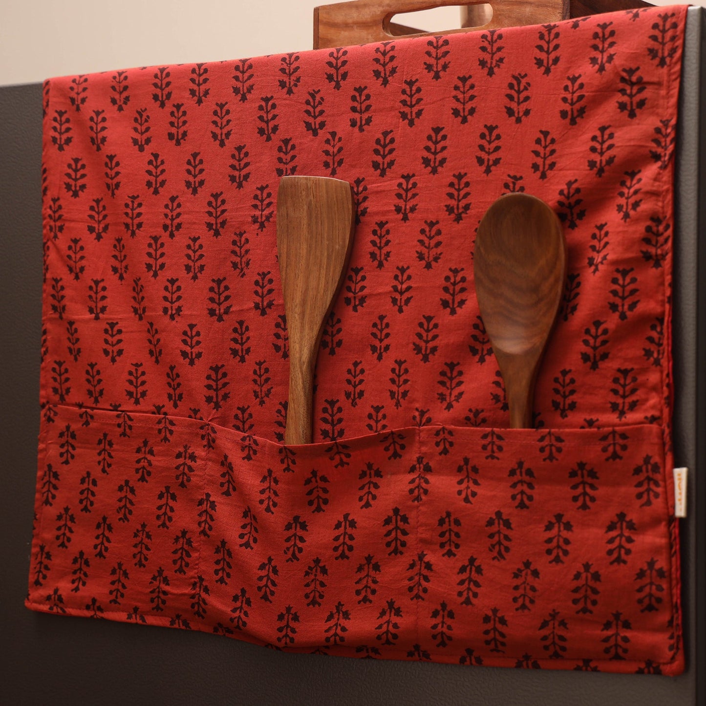 Handmade fridge top cover with multiple pockets 13