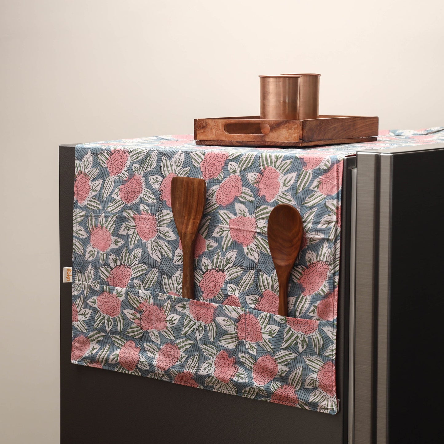 Handmade fridge top cover with multiple pockets 13