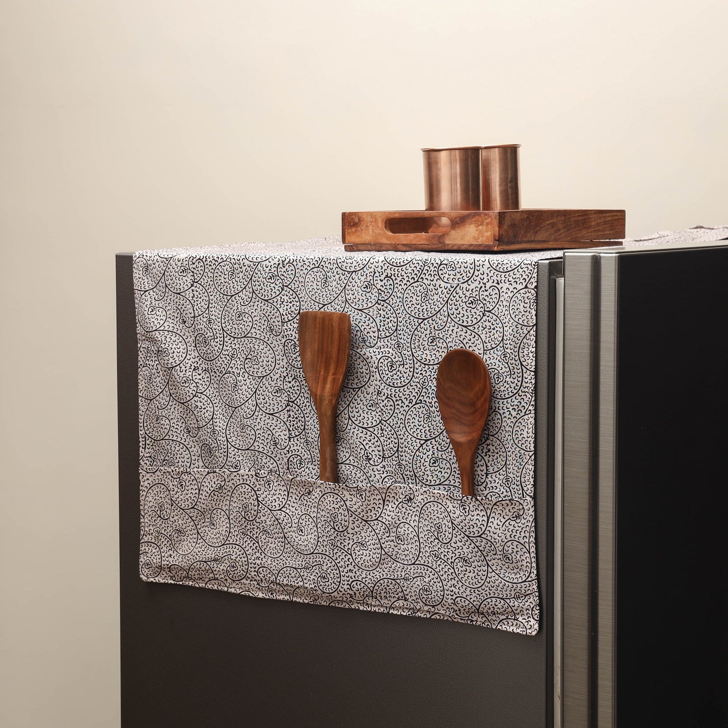 Handmade fridge top cover with multiple pockets 13