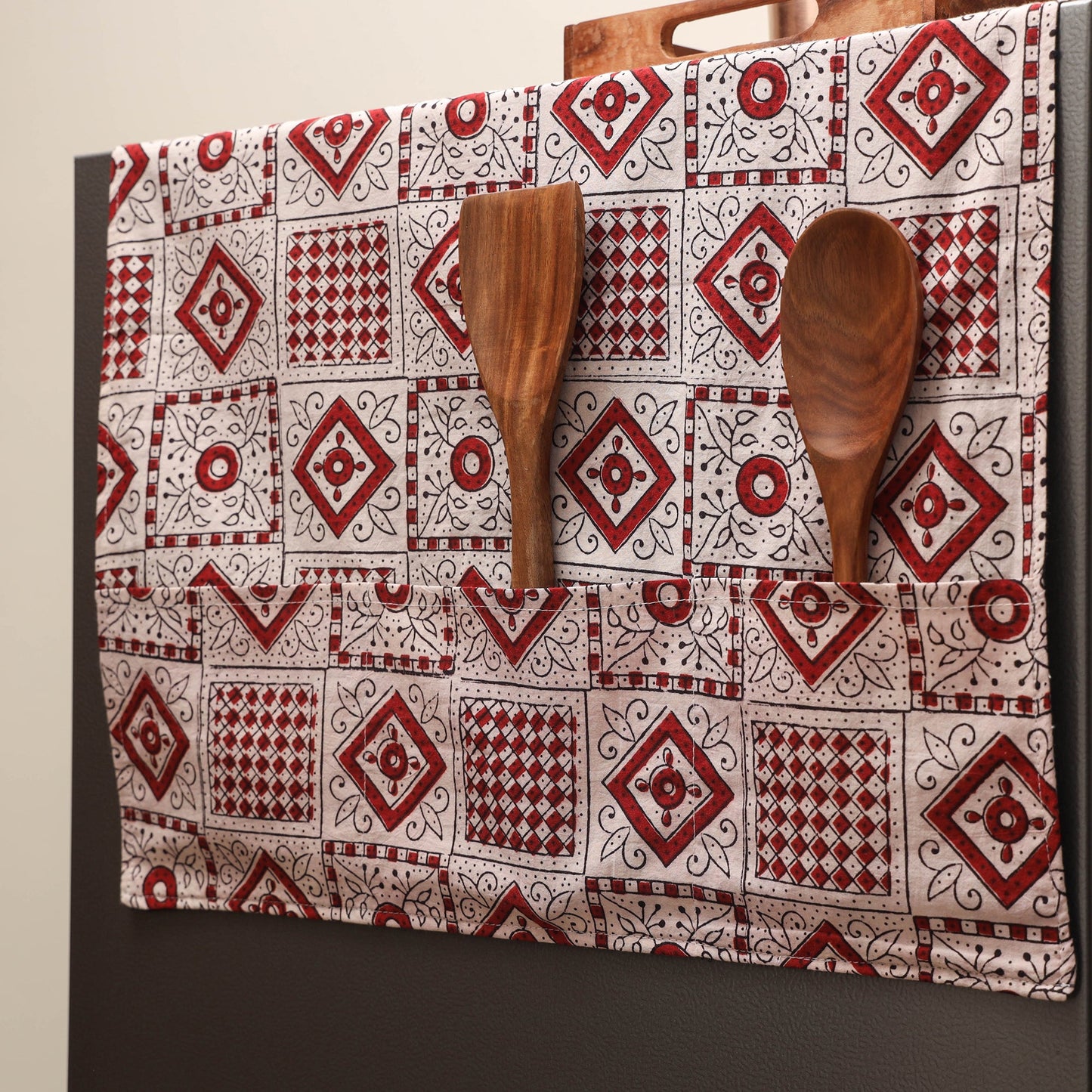 Handmade fridge top cover with multiple pockets 14