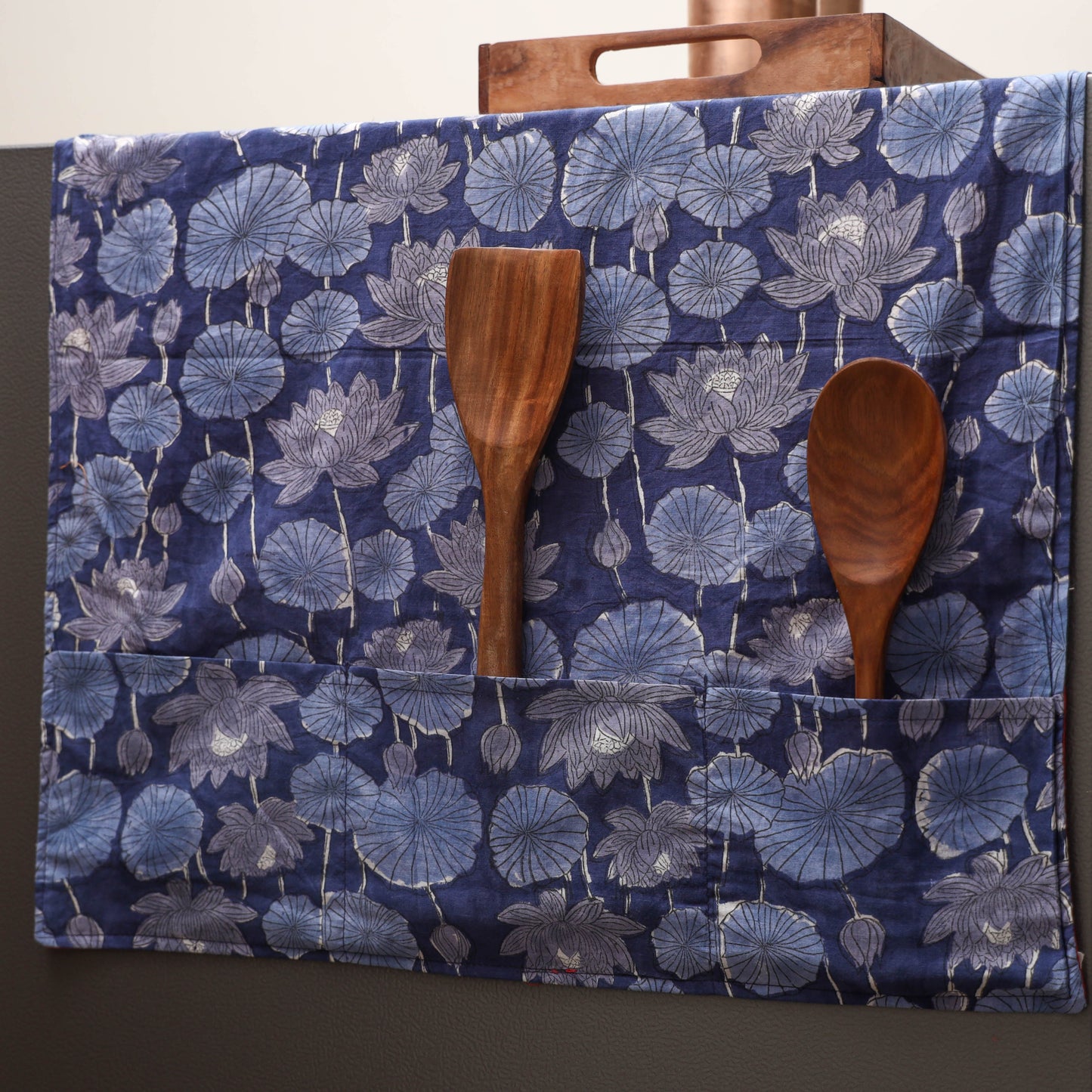 Handmade fridge top cover with multiple pockets 15