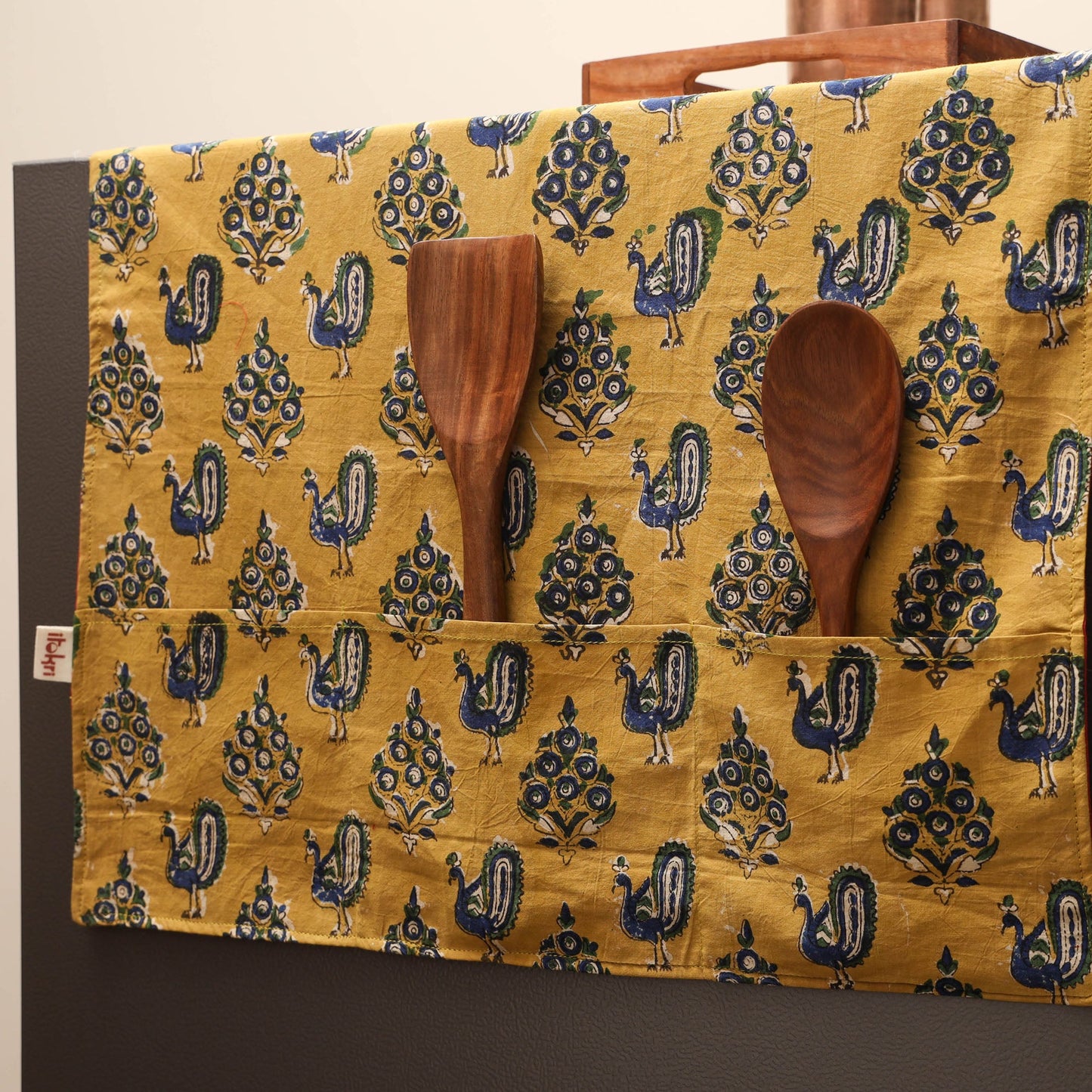 Handmade fridge top cover with multiple pockets 15