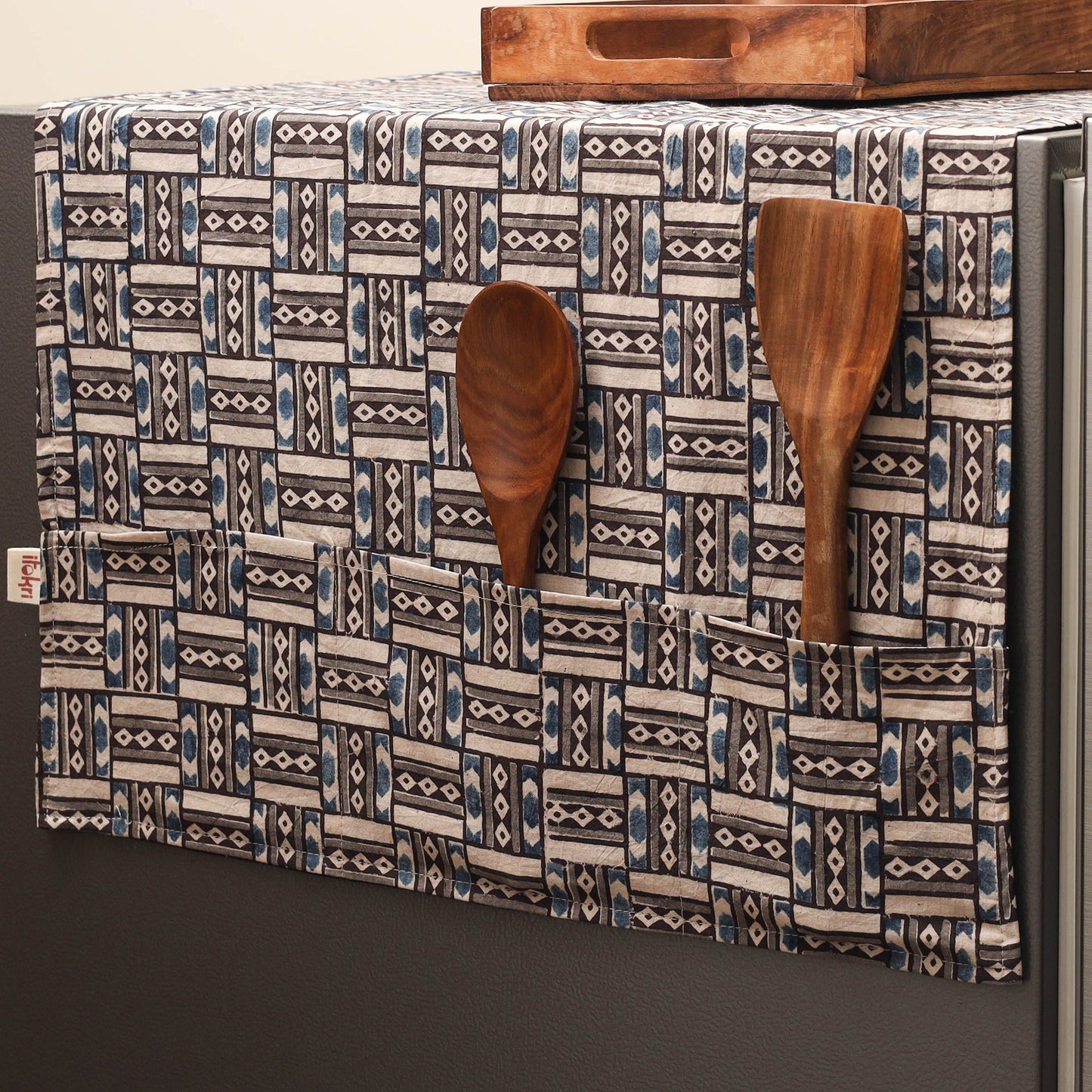 Handmade fridge top cover with multiple pockets 15