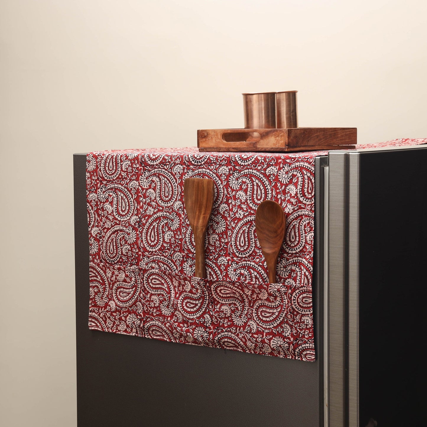 Handmade fridge top cover with multiple pockets 16