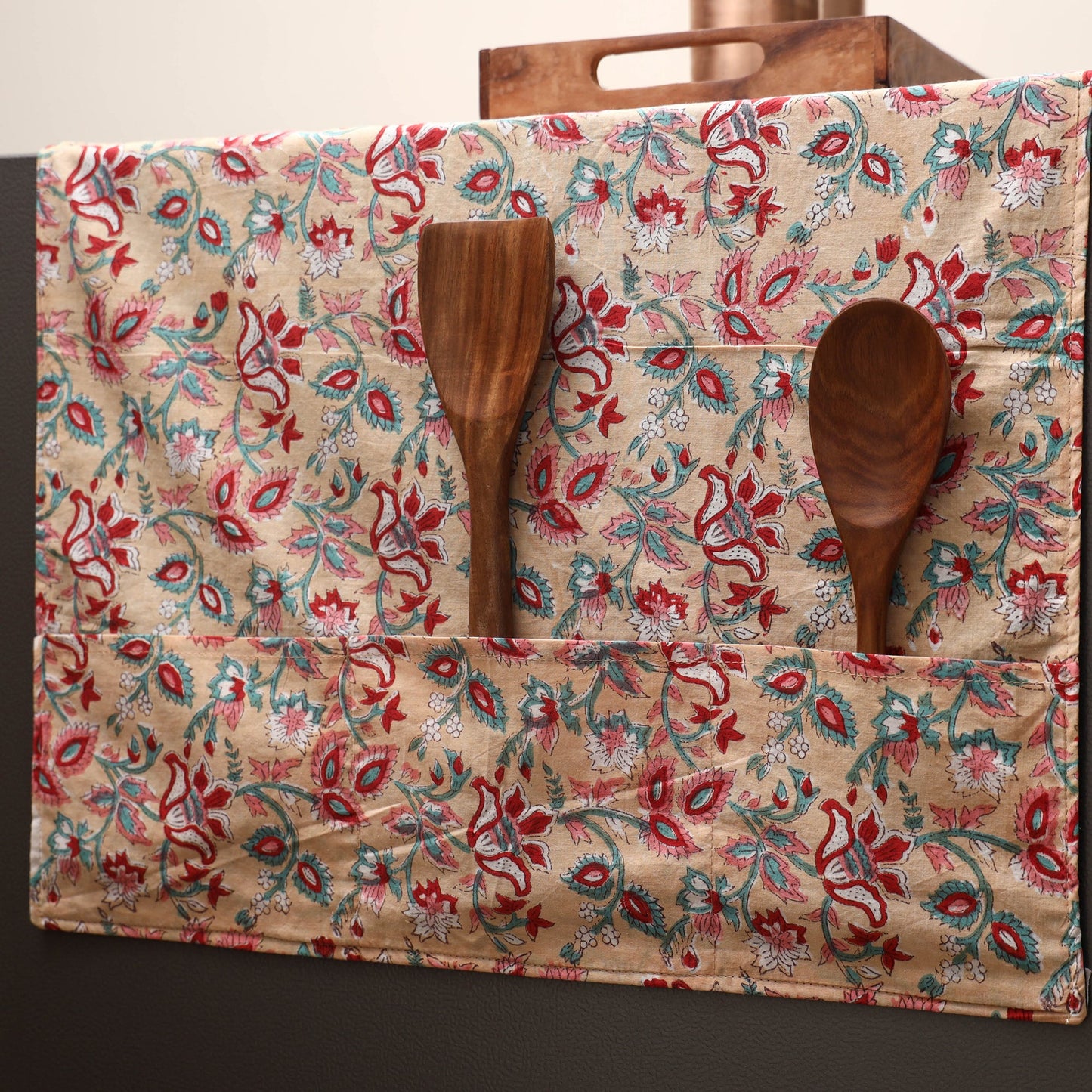 Handmade fridge top cover with multiple pockets 16