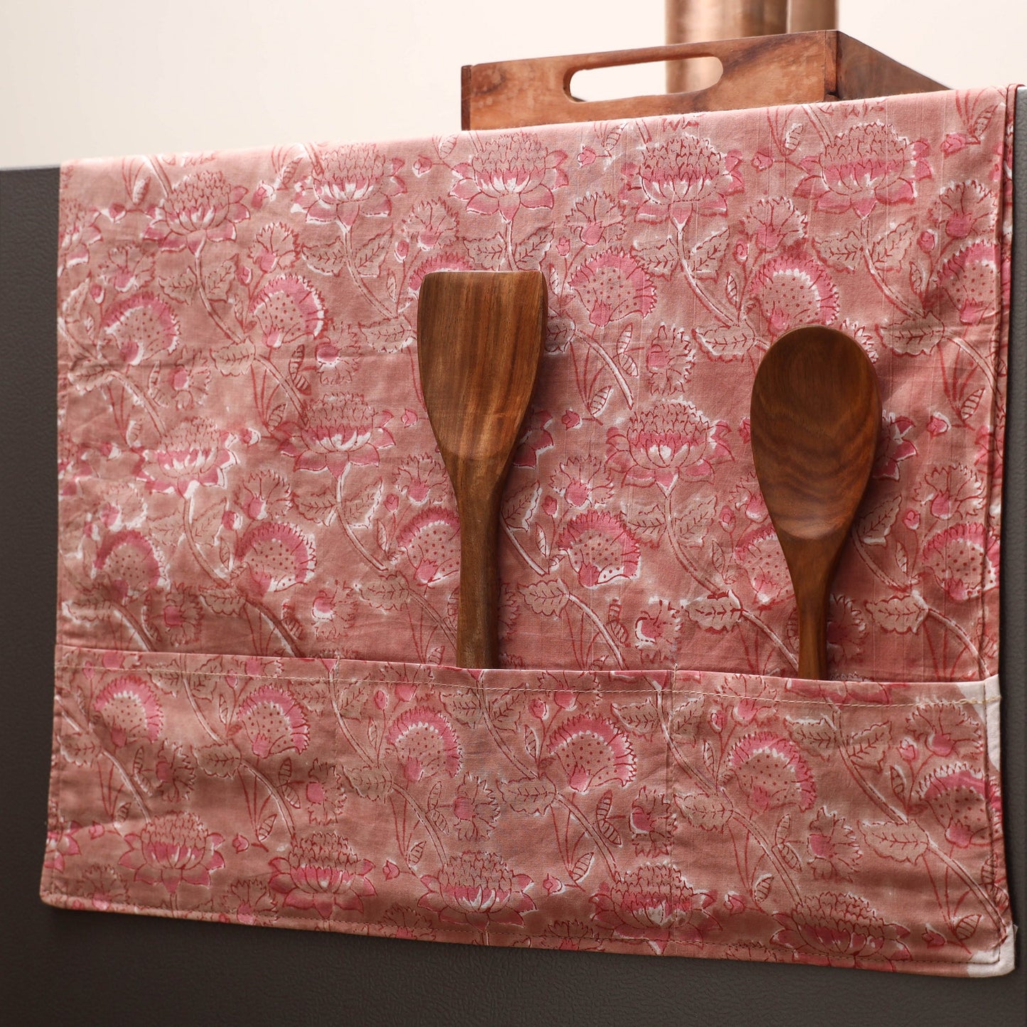 Handmade fridge top cover with multiple pockets 17