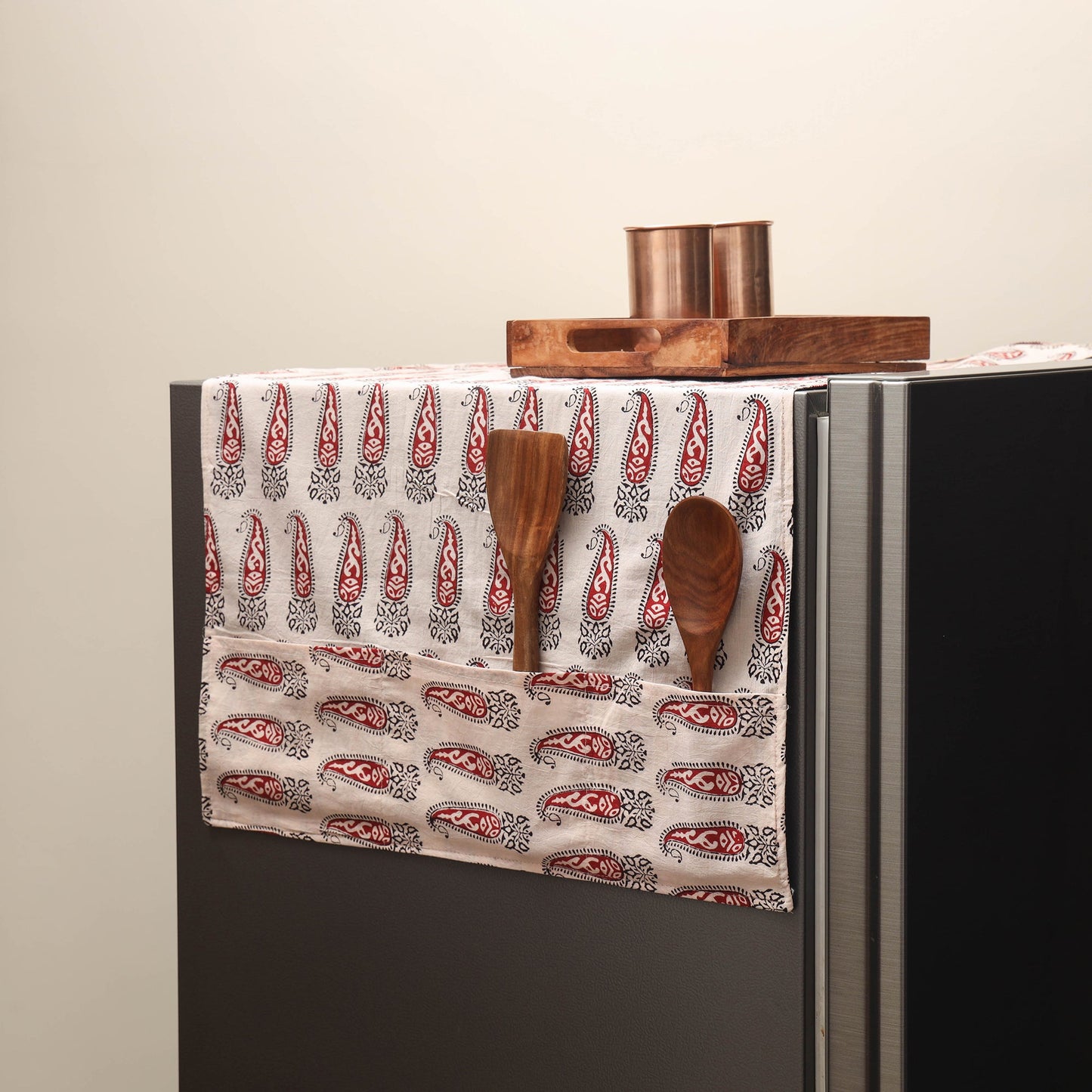 Handmade fridge top cover with multiple pockets 21