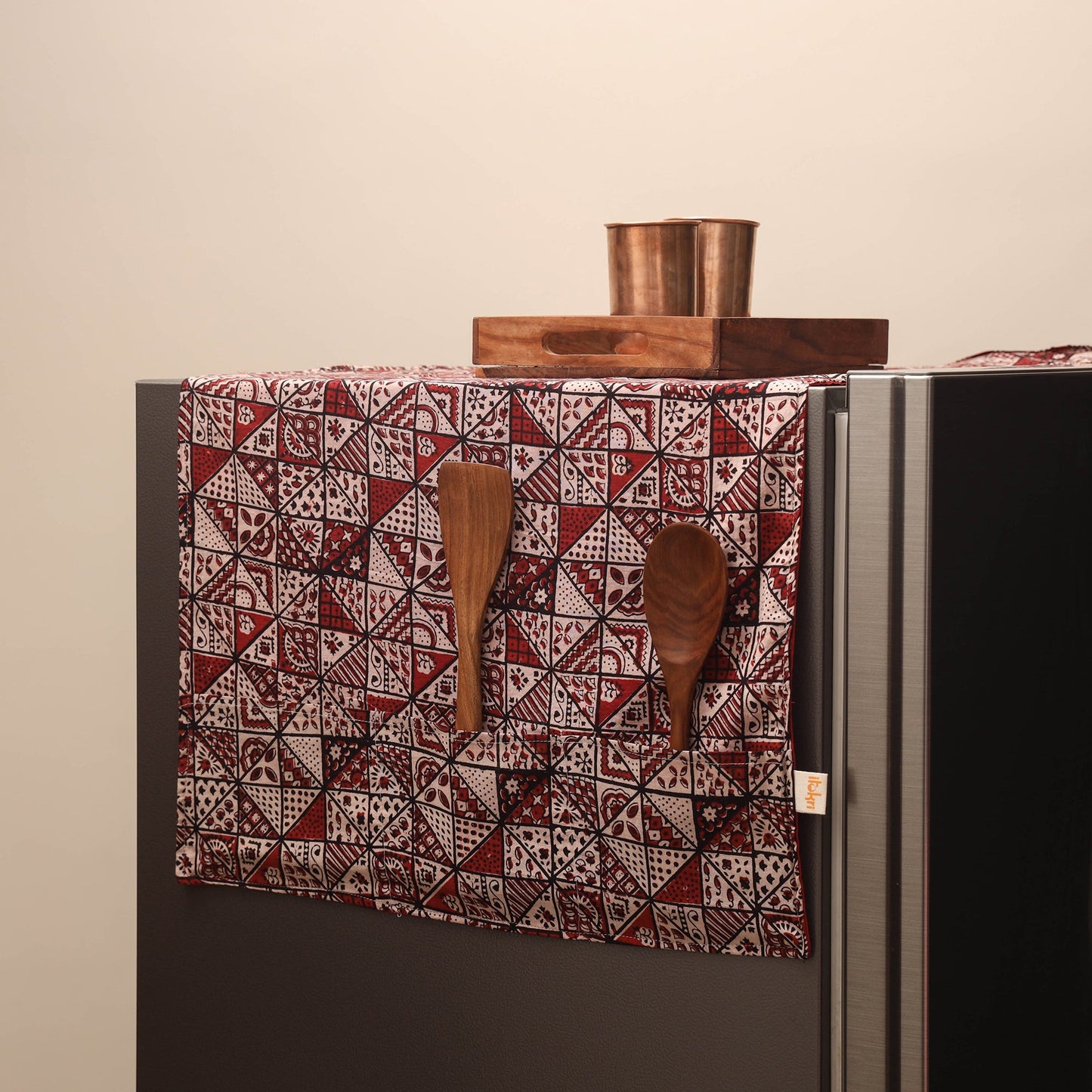 Handmade fridge top cover with multiple pockets 24