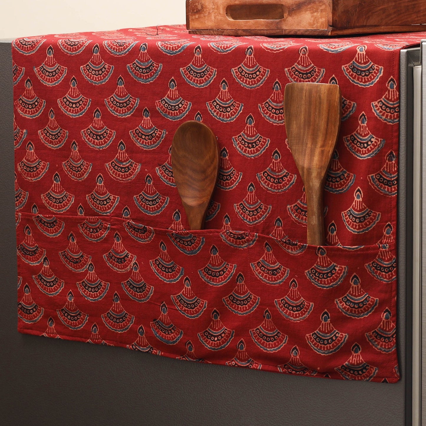 Handmade fridge top cover with multiple pockets 26