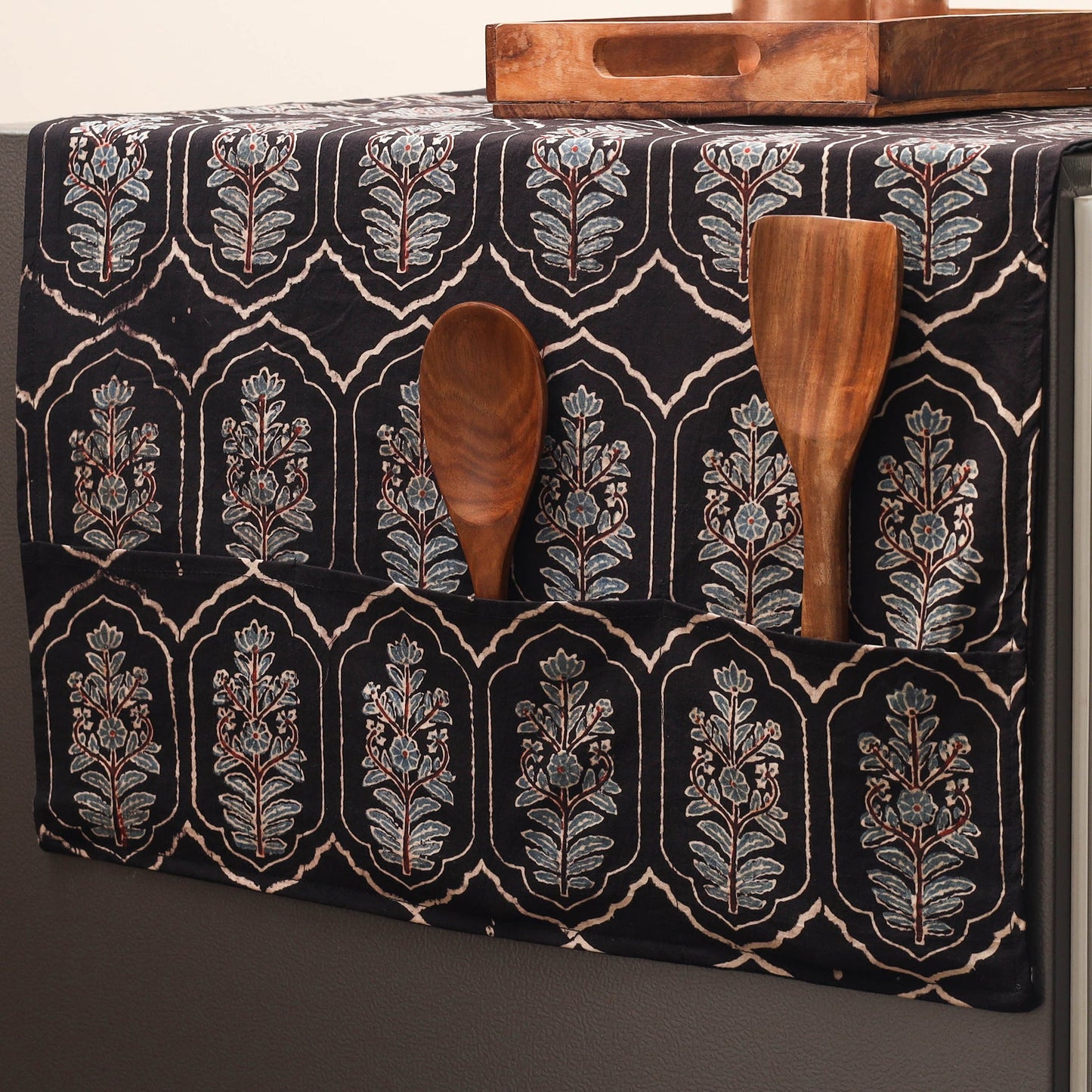 Handmade fridge top cover with multiple pockets 29