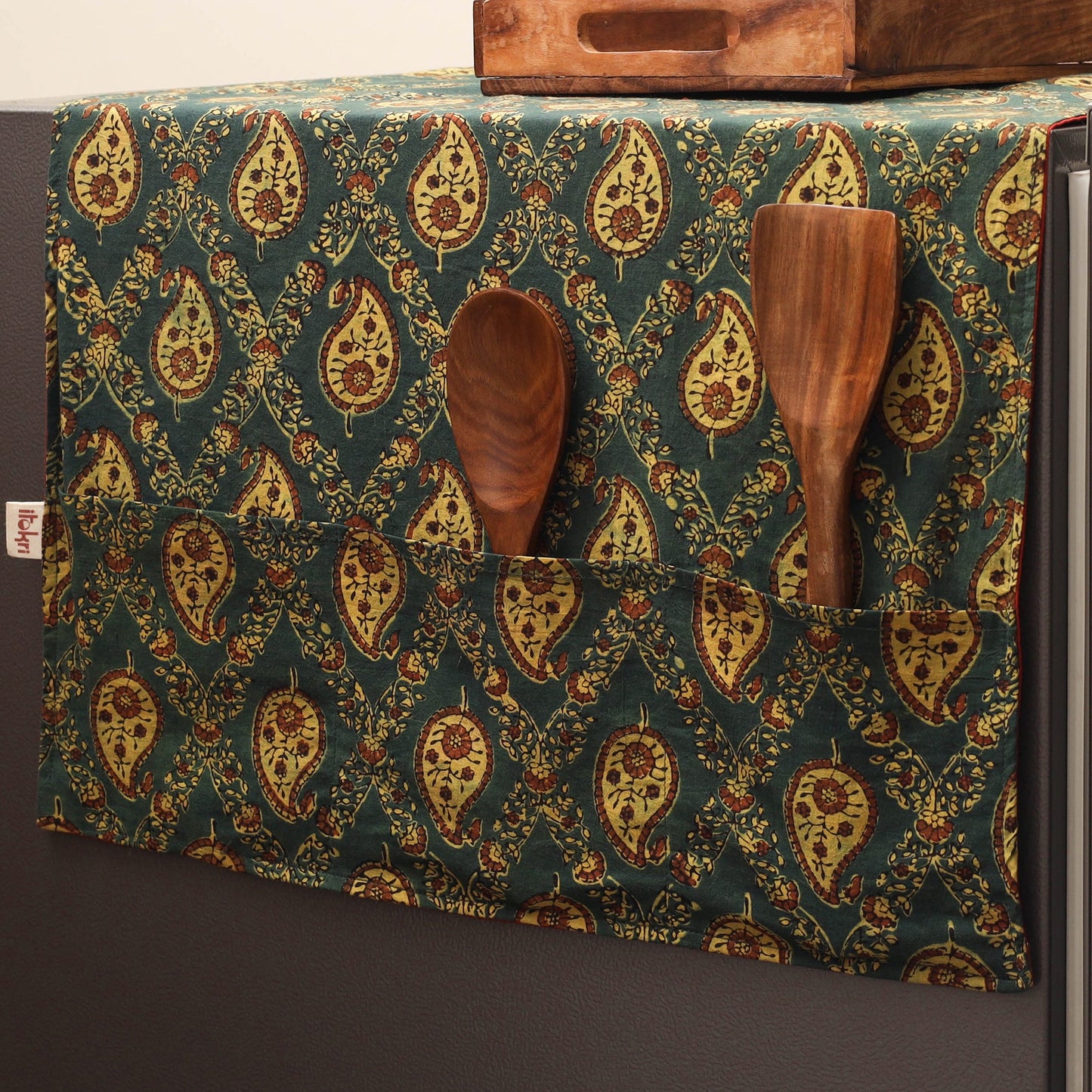 Handmade fridge top cover with multiple pockets 33