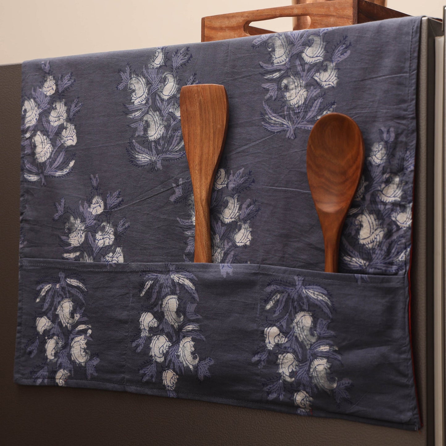 Handmade fridge top cover with multiple pockets 33