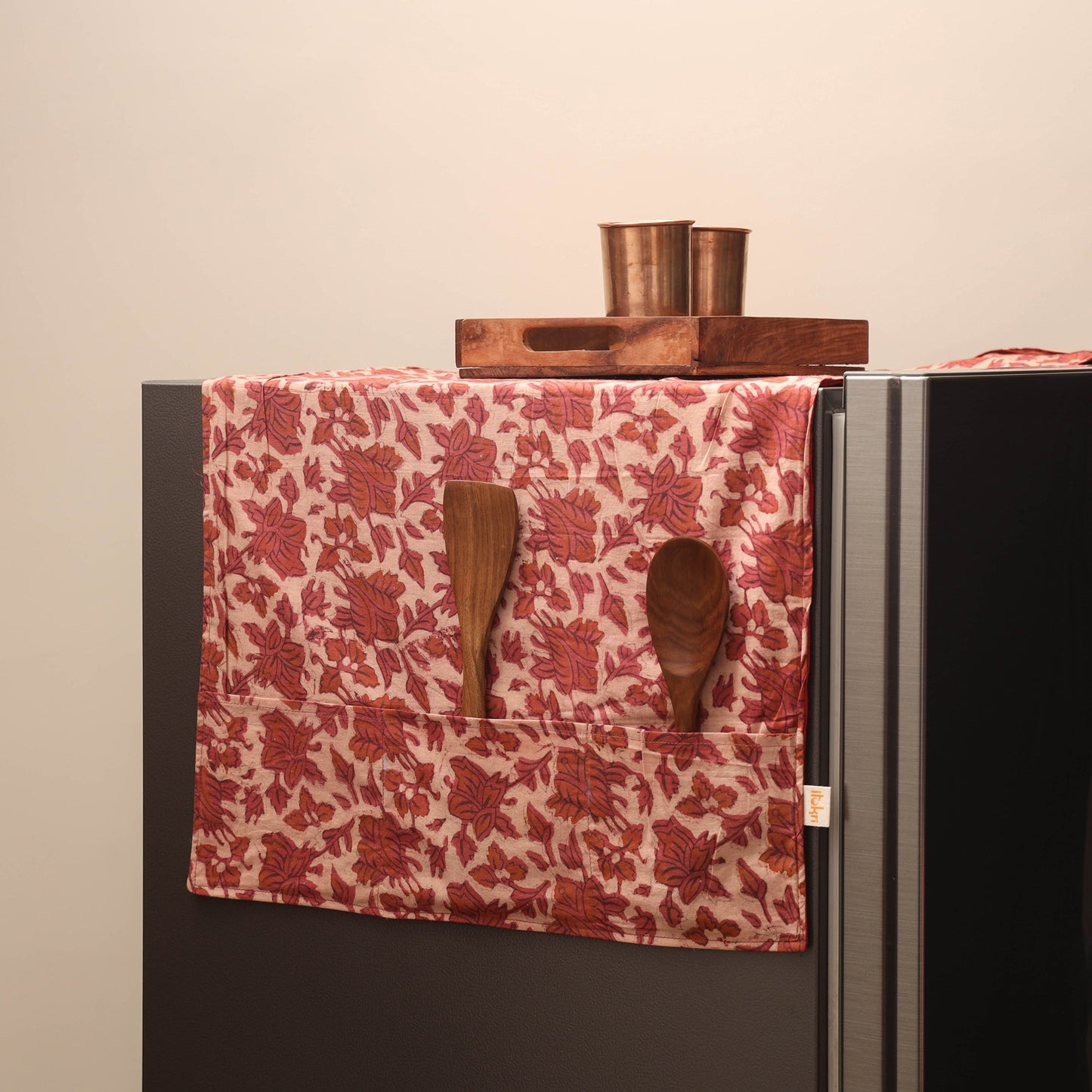 Handmade fridge top cover with multiple pockets 36