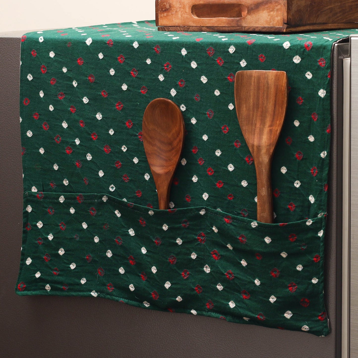 Handmade fridge top cover with multiple pockets 40