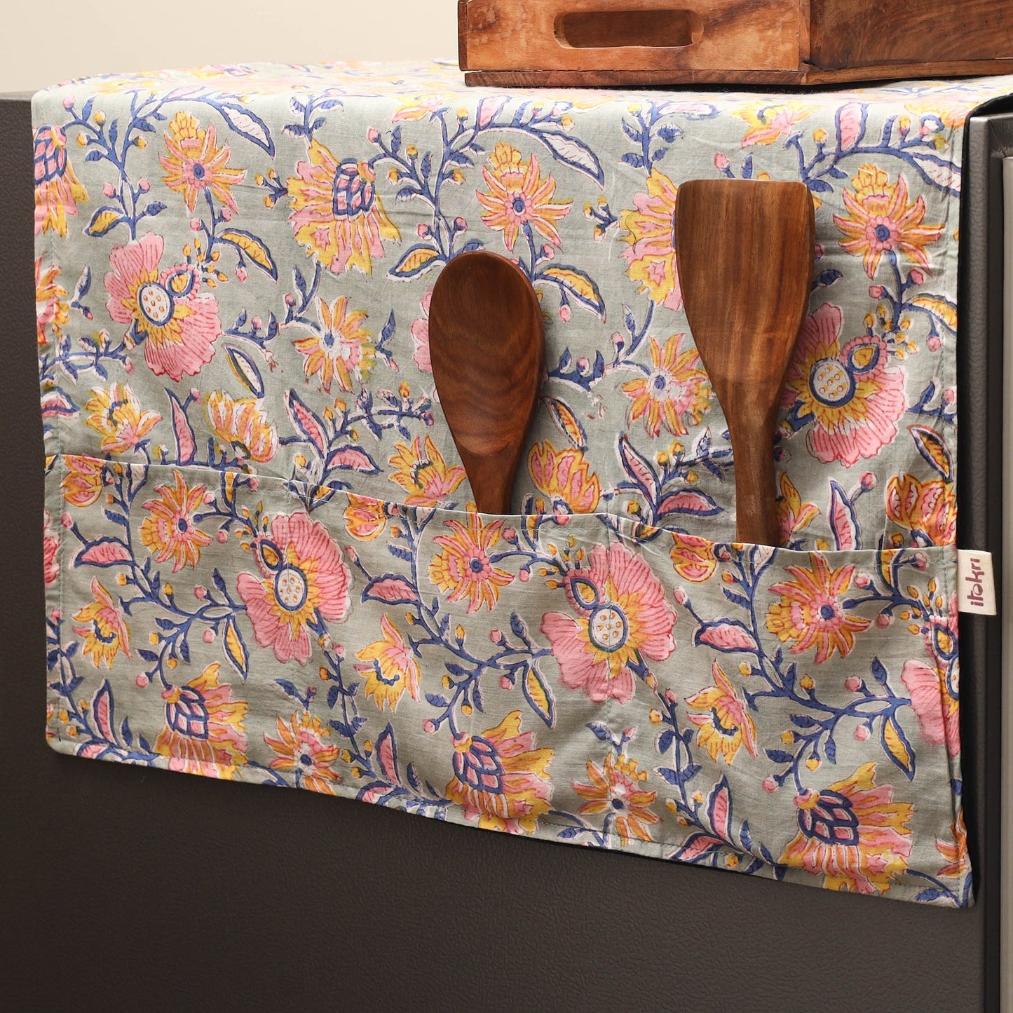Handmade fridge top cover with multiple pockets 42