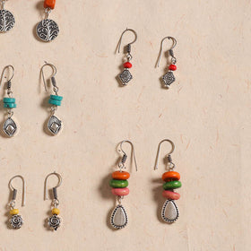 Handmade german silver bead work earrings (set of 5) 03
