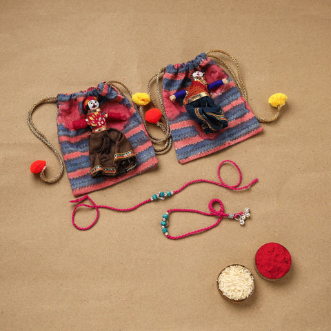 Handmade german silver beads rakhi & lumba set 191