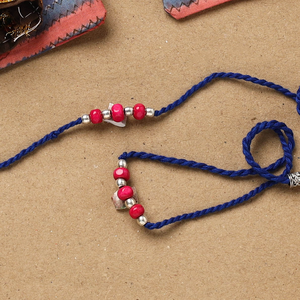 Handmade german silver beads rakhi & lumba set 193