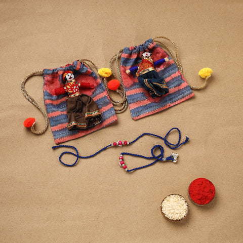 Handmade german silver beads rakhi & lumba set 193