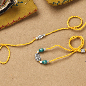 Handmade german silver beads rakhi & lumba set 206