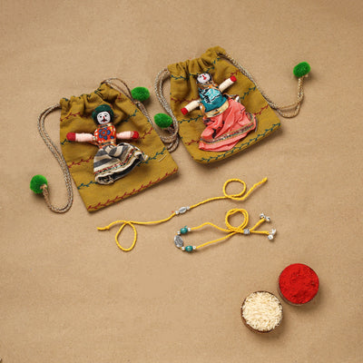 Handmade german silver beads rakhi & lumba set 206