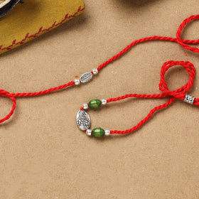 Handmade german silver beads rakhi & lumba set 207