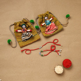 Handmade german silver beads rakhi & lumba set 207