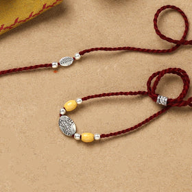 Handmade german silver beads rakhi & lumba set 208