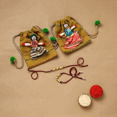 Handmade german silver beads rakhi & lumba set 209