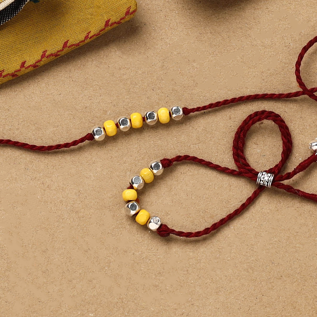 Handmade german silver beads rakhi & lumba set 209