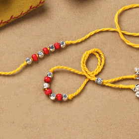 Handmade german silver beads rakhi & lumba set 210