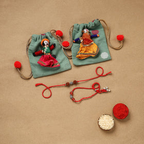 Handmade german silver beads rakhi & lumba set 216