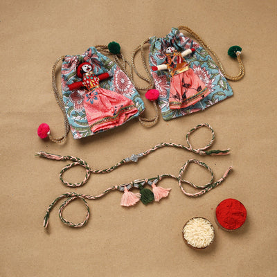 Handmade german silver bhaiya bhabhi rakhi set 166